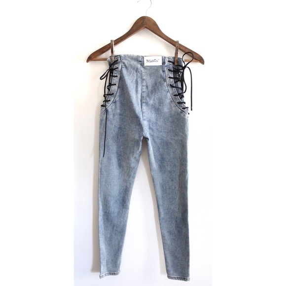 Mailinniao Lace Up Corsette Bodycon Vintage Wash Skinny Jeans XS preowned - Picture 11 of 14